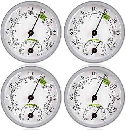 Thermo-hygrometer Set - Temperatuur Vochtigheid - Klimaat Monitoren - Twee-in-één Tool - 58 mm Diameter - Wit