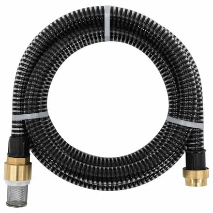 vidaXL Zuigslang met messing koppelingen 1,1'' 7 m PVC zwart