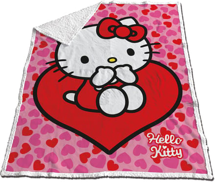 Hello Kitty hartjes fleece plaid 120 x 150 cm - polyester