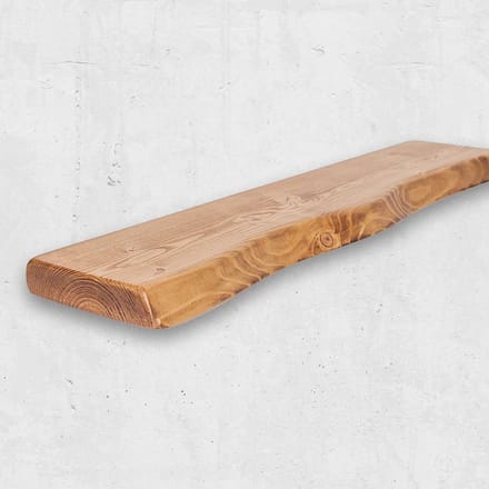 Rustieke Massief Houten Zwevende Plank Met 'Live Edge' Afwerking Donker Eiken Kleur