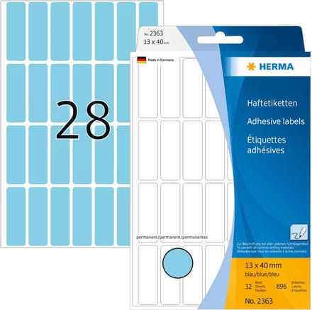 HERMA Universele etiketten blauw 13x40 mm Papier mat 896 St.