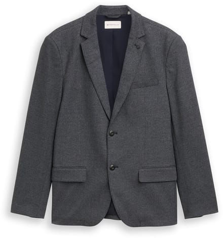 Tom Tailor - Dobby colbert met stretch - Maat 48 - navy structured grindle