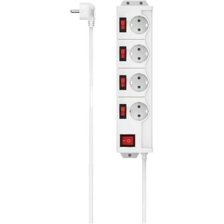 Hama Stekkerdoos - 4-voudig - 1,4m kabel - 90gr - afzondelijk schakelbaar - Wit