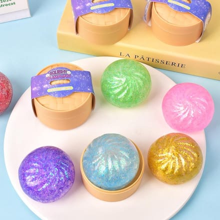 Mini Squishy Dumpling Realistische Broodje Sensorisch Fidget Speelgoed Gekleurd Glitter Stoom Broodje Decompressie Bal Klein Knijpbaar Speelgoed beige