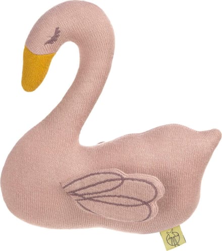 Lässig gebreid speeltje knuffel met rammelaar knetter Little Water Swan
