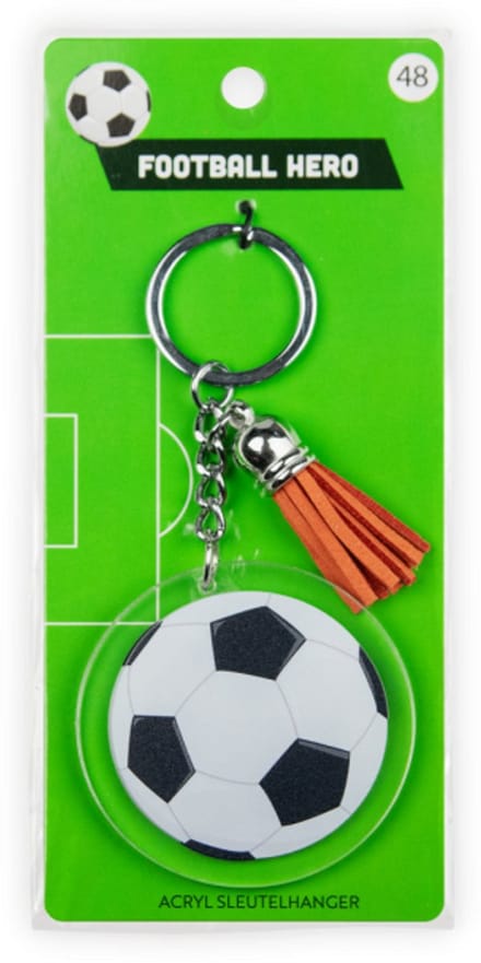Sleutelhanger met kwastje | Acryl sleutelhanger - Voetbal