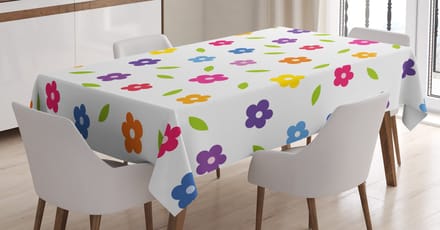 ABAKUHAUS tafelkleed 140x240 cm – multicolor satijn, madeliefjes