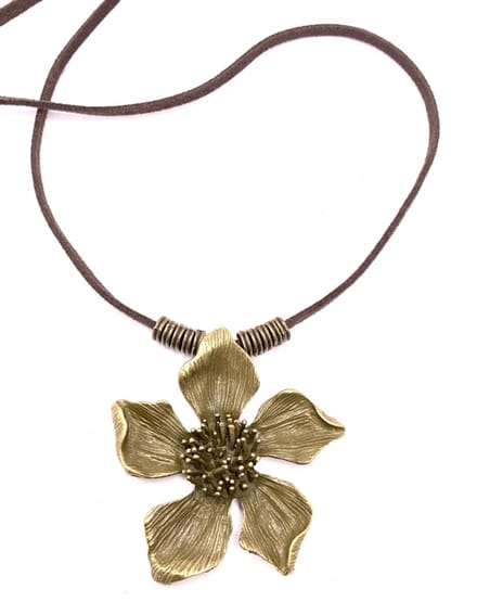 Ketting- Brons- Bloem- Bruin- Allergievrij - Charme Bijoux