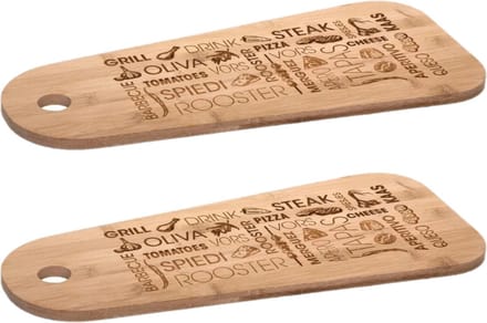 Secret de Gourmet Serveerplank - 2x - tapas plank - bamboe - tapas - 45 x 19 cm - broodplank