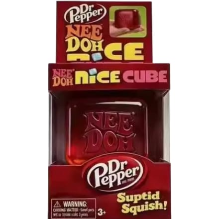 Dr Pepper x NeeDoh Nice Cube Squishy Stressverlichtend Speelgoed, Zachte Knijpbare Fidget Cube voor Kinderen & Volwassenen, Angstverlichtend Sensorisch Speelgoed black