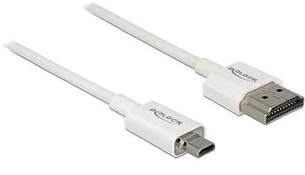 Dunne Premium Micro HDMI - HDMI kabel - versie 2.0 (4K 60Hz) / wit - 2 meter