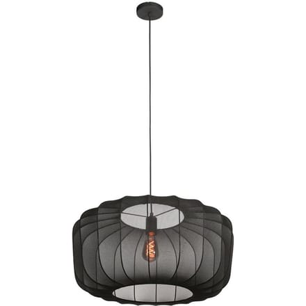 Zwarte Hanglamp Sable 4193ZW - Hoogte verstelbaar, Metalen en Textiel, 60 cm diameter, Luxe en Sfeervolle Blikvanger van Anne Light Home