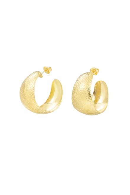 Bijoutheek Oorknoppen Hoop Relief Breed Goud