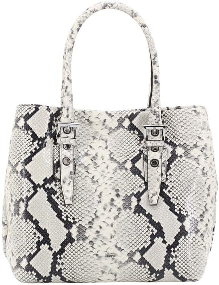 abro Handtas Schoudertas Leder Pitone Shopper BY MY SIDE Beige Wit