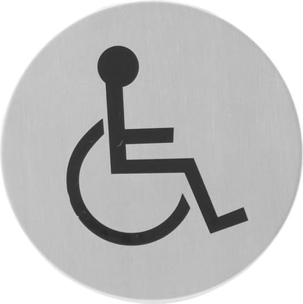 Pictogram 'Mindervalide' toilet RVS rond 75 mm