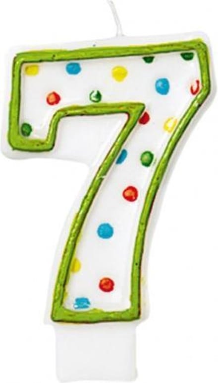 Amscan Verjaardagskaars 7 - Polka Dots 7,6 Cm Groen/wit