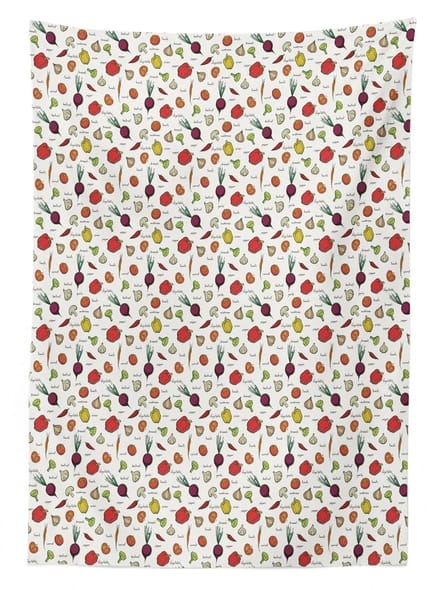 ABAKUHAUS Tafelkleed met groenten 140x170 cm – multicolor, wasbaar