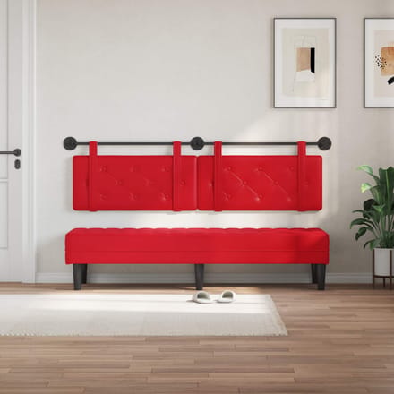 vidaXL - Hangend - hoofdbord - Rood - Kunstleer
