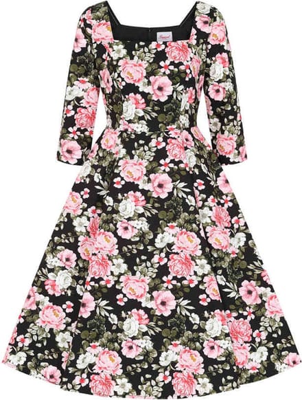 Banned - Pink Bloom Flare jurk - S - Roze