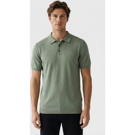 No Excess Pullover Short Sleeve Polo Button Solid Deep Green  XL