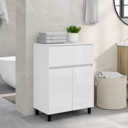 vidaXL - Badkamer - vaniteitsunit - Hoogglans - Wit - 60 - x - 35 - x - 80 - cm
