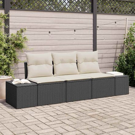 vidaXL Bankstel 3 st Zwart poly rattan