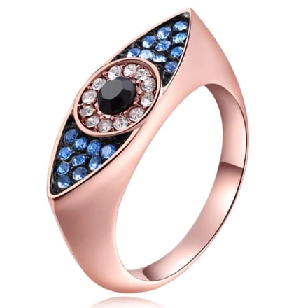 Dames Ring Boze Oog Rose kleurig van met Zirkonia-18mm