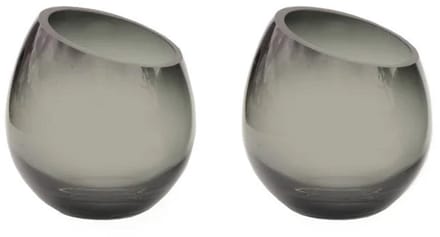 Waxinehouder Moho | Grijs | Ø12.5 x H13 cm | Set van 2 stuks