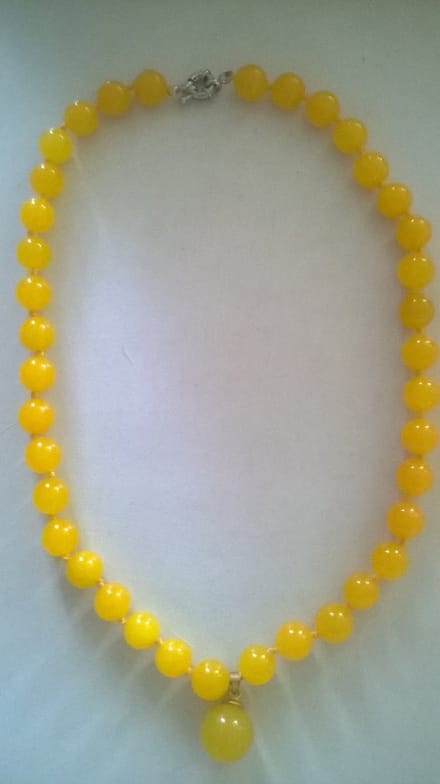 Gemstones-halssnoer topaas 10 mm stenen met hanger en 18K goudverguld.