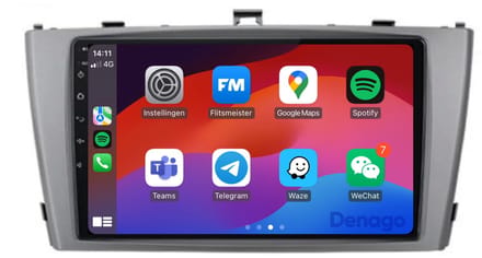 CarPlay autoradio geschikt voor Toyota Avensis | 2009 t/m 2014 | Android 16 | Draadloos Apple CarPlay & Android Auto | 2GB + 32GB | QuadCore processor | Denago DNG-A45 | 2025 model | 2009 2010 2011 2012 2013 2014 | Bluetooth & Wifi