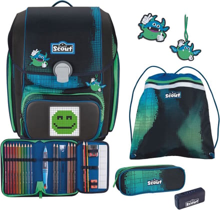Scout Schooltas Movie Star Genius Set 5-delig Blue Pixel Blauw