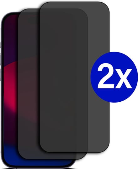 Double Pack - Screenprotector geschikt voor iPhone 15 - Privacy - Tempered Glass - Beschermglas - Glas - 2x Screenprotector - Privacy screenprotector