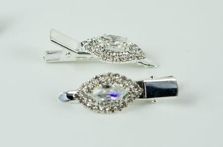 Duckklem met ovaal glas strass steen