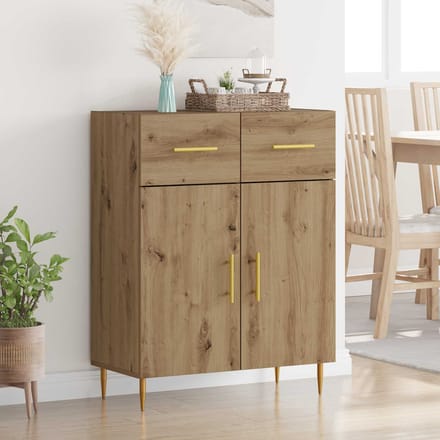 vidaXL - Dressoir - Artisan - Eiken - 69,5 - x - 34 - x - 90 - cm - Bewerkt - hout