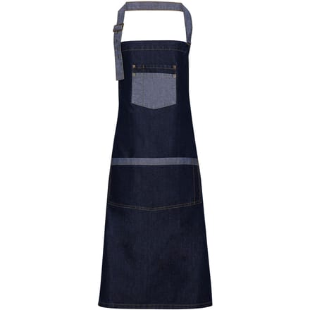 Premier Unisex Domein Contrast Denim Bib Schort (Indigo Denim)