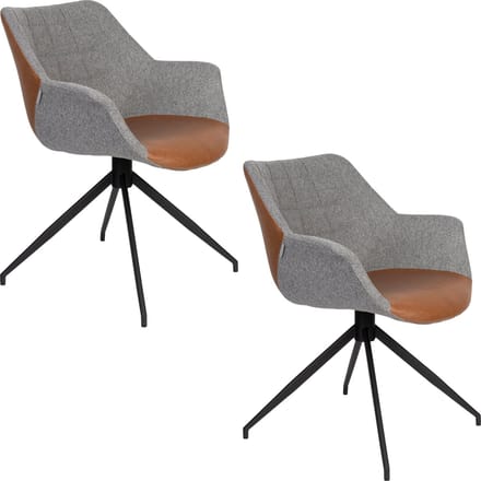 Zuiver Doulton Swivel Eetkamerstoelen Armleuning Vintage Bruin - Set van 2