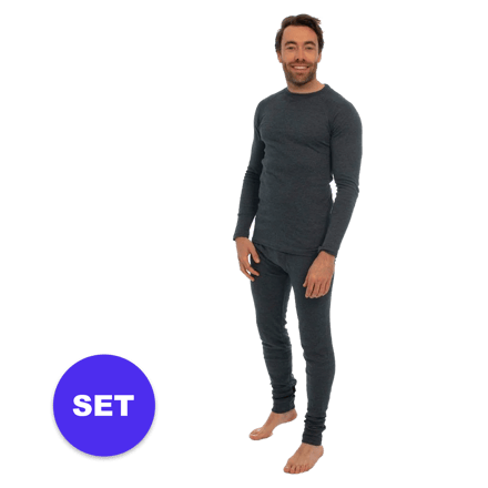 Heatkeeper thermo heren basic broek/shirt set - L - Antraciet