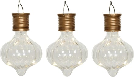 Lumineo solar hanglamp LED - 3x - Marrakech - kunststof - D8 x H12 cm