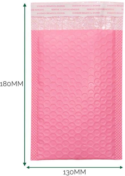 Pink Poly Bubble Envelope (130x180+40mm) - 35 stuks