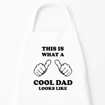 Go Mama - Keukenschort “This is what a really cool dad looks like” – Grappig kookschort – One Size – Verstelbaar – Wit – Vaderdag cadeau / cadeau voor papa