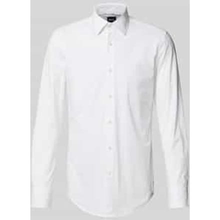 BOSS Hank slim fit overhemd - popeline - wit - Strijkvriendelijk - Boordmaat: 44