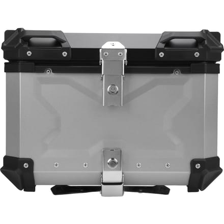 Top case moto Alliage d'aluminium 55L Démontage rapide Résistant à l'eau avec Verrou de sécurité Réfléchissant black
