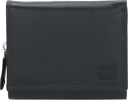 Double D kleine leren damesportemonnee Navy Blauw