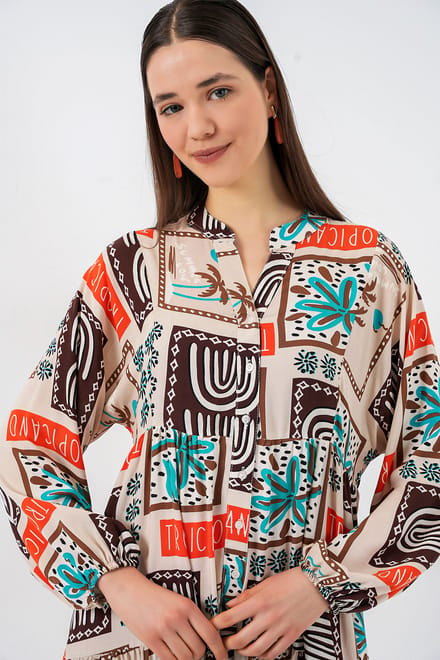 Gepubliceerd V-hals Maxi Jurk