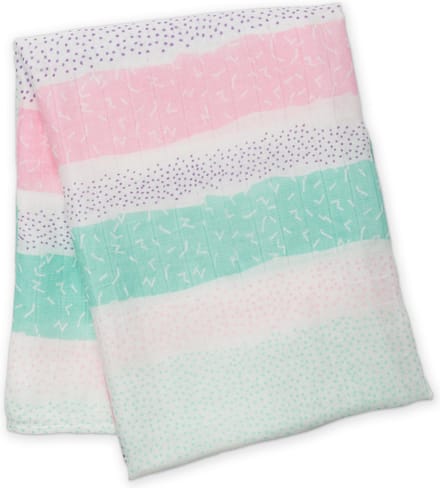 Lulujo swaddle bamboo 120x120 - Pink Spotted Stripe