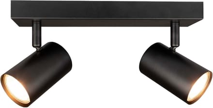 Ledvion LED Plafondspot Zwart 2-lichts Rechthoek GU10 3W warm wit