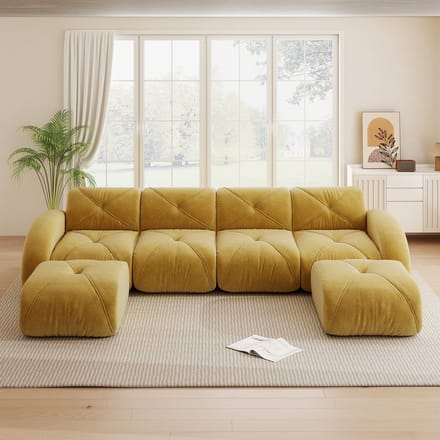 MODFU Modulaire U-Bank - Frameloos - Voor De Woonkamer - Chenille - Geel