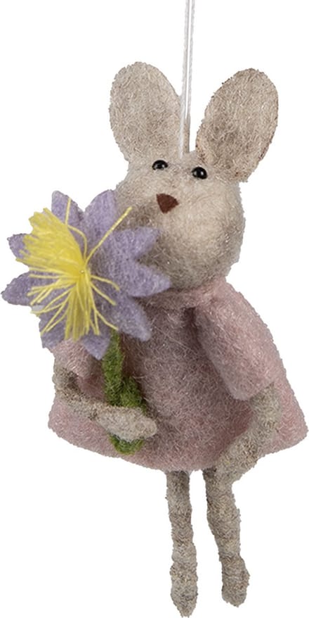 Clayre & Eef Paashanger Konijn 11 cm Beige Roze Synthetisch