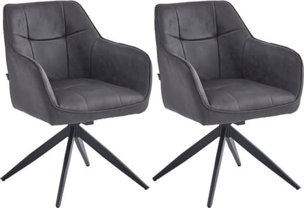 Colenis® - Lungo Eetkamerstoel - Set Van 2 - Antraciet - Microfiber Stof - Microvezel - Industrieel - 180°