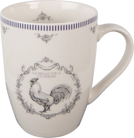 Clayre & Eef Mok 350 ml Wit Grijs Porselein Haan